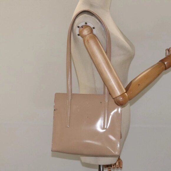 PRADA Shoulder Bag Enamel Beige Silver Auth - Picture 14 of 16